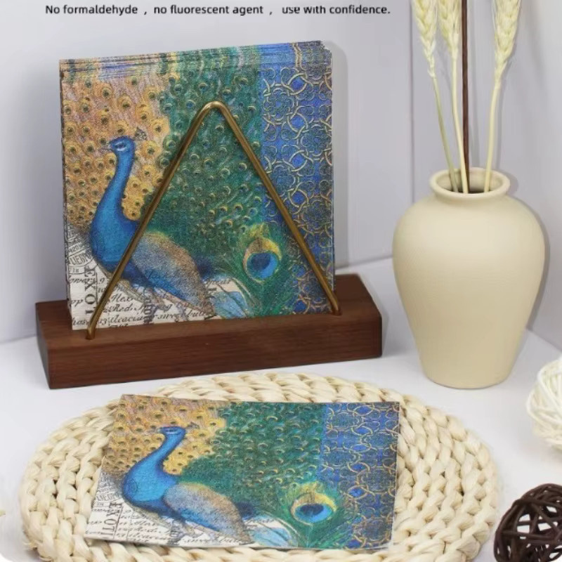 GUANYAO 20 Stück 2-lagige Papier-Servietten mit Pfauen-Design und Liebesthema in Multicolour, 25 cm für Hochzeiten, Partys und Dekoration - Bild 2