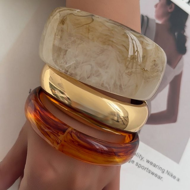 SHIXIN Armbänder, Harz, Braun, Off White, Damen, Vintage - Bild 1
