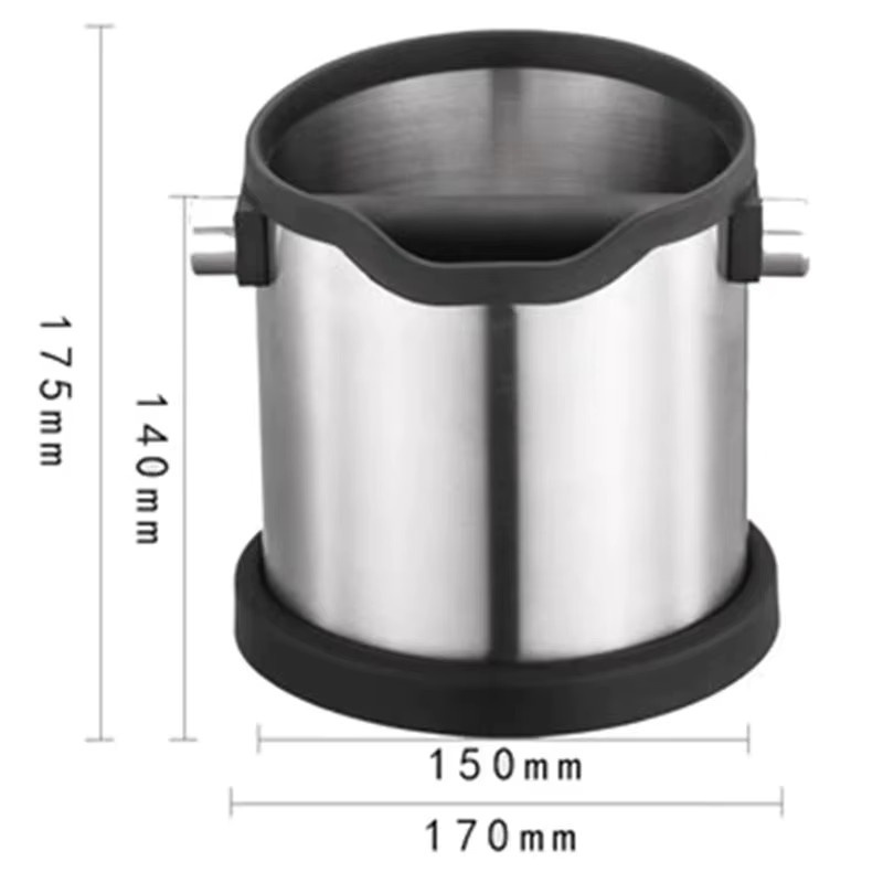 Aixiangru Espresso Knock Box aus Edelstahl mit Silikonbeschichtung in Silber - Bild 3