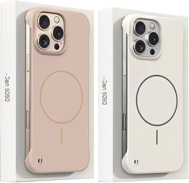 Ultradünne Rahmenlose Schutzhülle für iPhone 18 17 16 15 Plus 14 13 12 18 Pro Max mit MagSafe Magnetischer Stoßfester Abdeckung in Gold - Bild 1