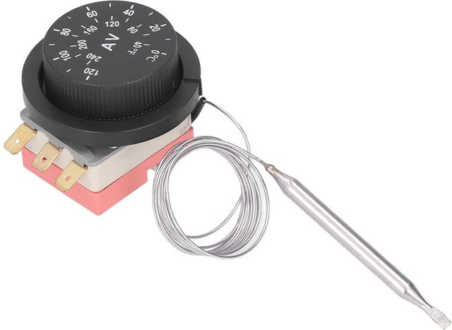 Neoglint Elektrischer Lüfterthermostatschalter mit Temperaturregelungssonde, 3-Pin-Design, Grau/Schwarz - Bild 1
