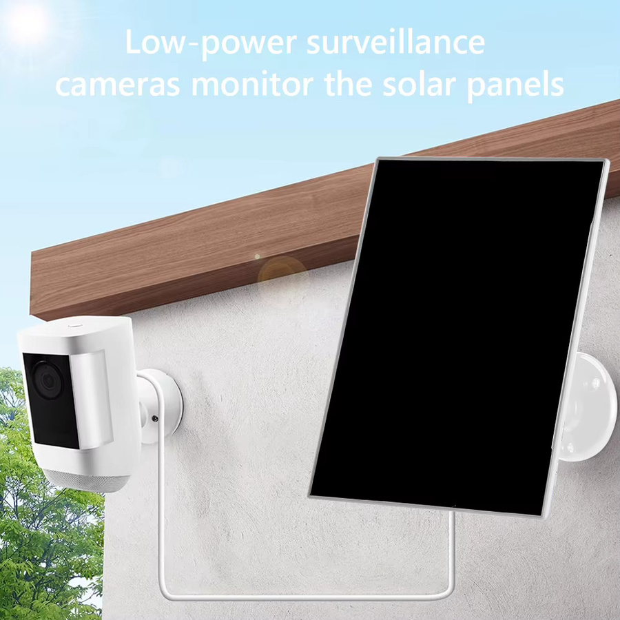 ALLOYSEED Solarpanel-Set 3W 6V mit 360 Grad verstellbarer Wandhalterung und Micro-USB sowie Typ-C Anschluss in Schwarz für Ring Eufy Blink Arlo Kameras - Bild 2