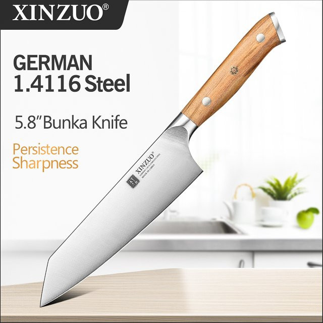 XINZUO Bunka Küchenmesser aus Edelstahl mit Olivholzgriff, Farbe: Silber/Braun - Bild 1