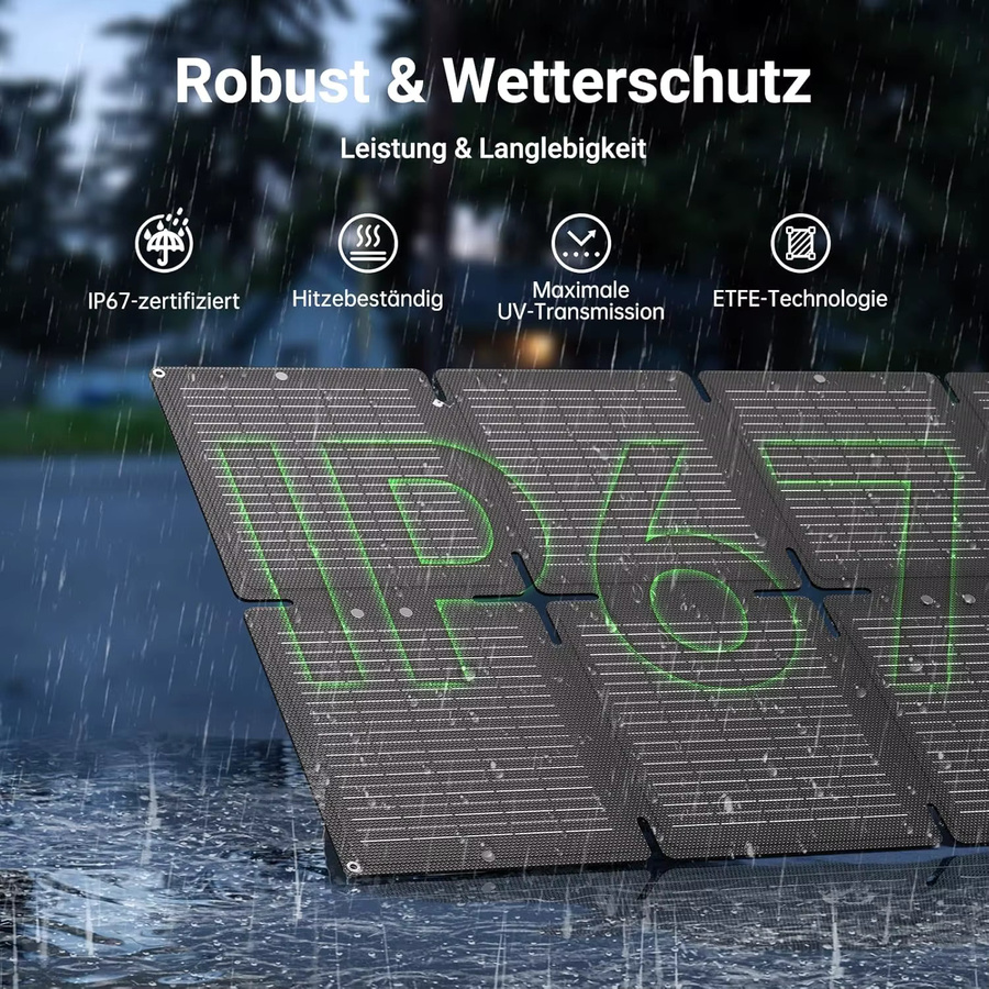 LIONSHEE 60W Mini Solarpanel Tragbares Solarladegerät mit USB-C und IP67 Wasserdichtigkeit für Powerstations und Powerbanks - Bild 4
