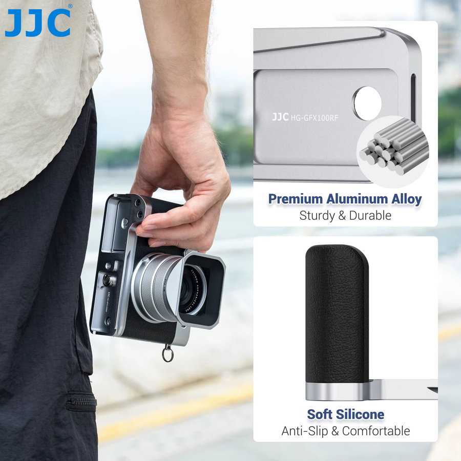 JJC Metall-Handgriff für Fujifilm GFX100RF Kamera, L-förmige Kamerahalterung in Schwarz mit 1/4 Zoll-20 Gewinde für Stativ - Bild 2