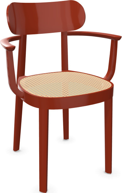 Thonet 118 F Armlehnstuhl aus Holz in Rot mit Hochglanzlack - Bild 1