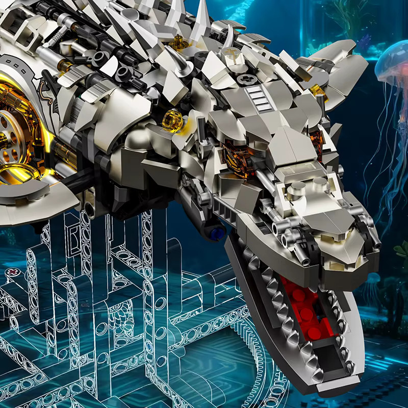 FUNXINEE Mechanisches Mosasaurus-Modell, Seedrachen-Baukasten, 1413 Teile - Bild 3