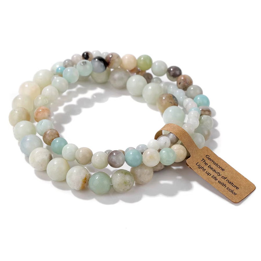 Armband Set Naturstein Amazonit, Rosa Zebra Baum Achat, Unisex - Bild 2