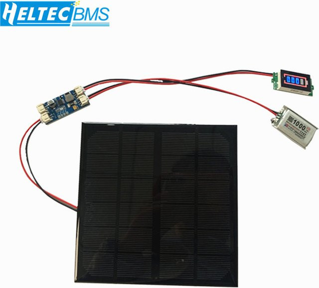 Heltecbms Solarpanel DIY-Kit mit Minibatterieladegerät und Batterieanzeige, 6V 3W / 12V 2W, Schwarz, PH 2.0 Kabel - Bild 1