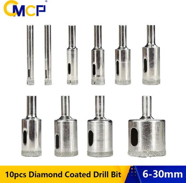 CMCP 10-teiliges Set diamantbeschichtete Bohrer für Fliesen, Marmor, Glas und Keramik, Durchmesser: 3-30 mm - Bild 1