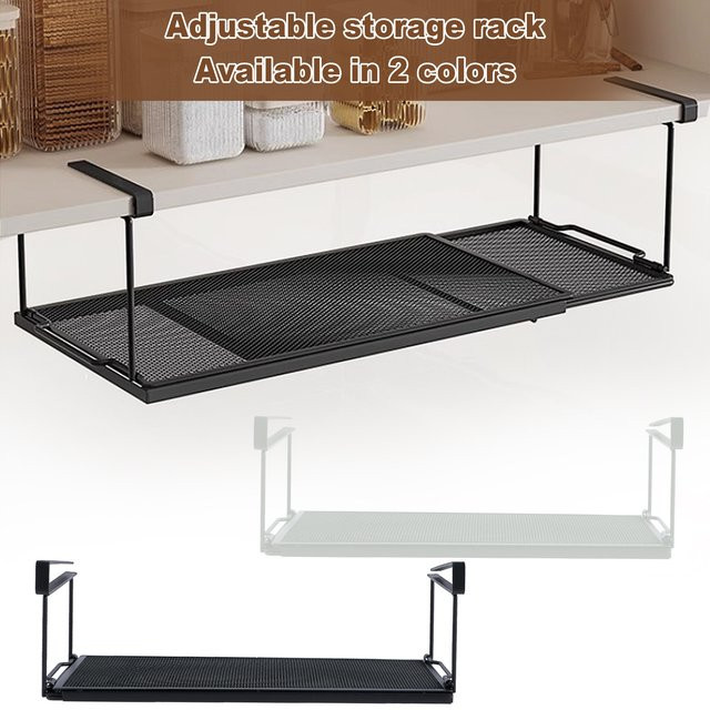 Willstar Ausziehbares Unter-Schrank-Organizer-Regal aus Stahl in Schwarz, Mehrzweck-Aufbewahrungskorb für Küche und Haushalt, B/T/H: 38,5 x 13,5 cm - Bild 1