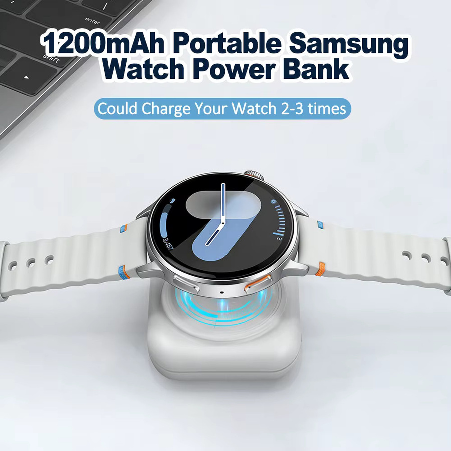 Magnetisches kabelloses USB Typ-C Schnellladegerät für Samsung Galaxy Watch 8, 8 Classic, 7, 7 Ultra, 6 und Active 2 in Schwarz aus Silikon - Bild 3