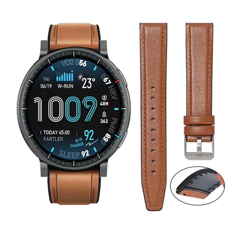 Huawei Uhrenarmband Leder-Silikon, brown, Unisex, 22mm - Bild 7
