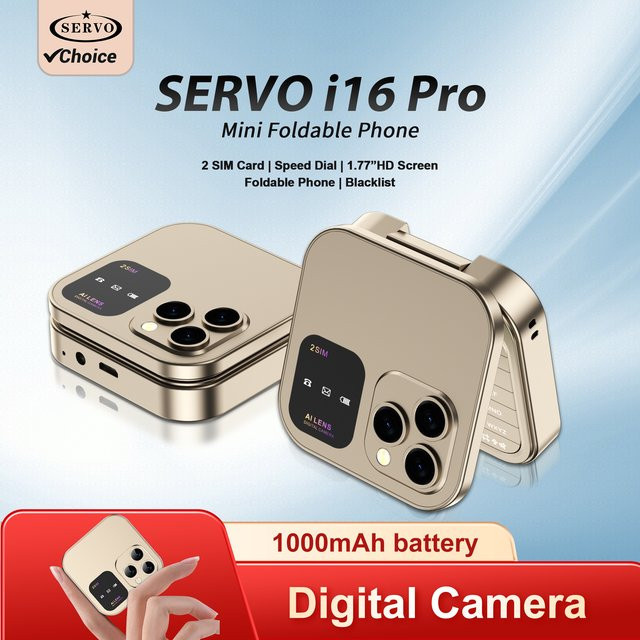 SERVO i16PRO Mini Flip Handy mit 2G GSM, Dual SIM, Typ-C und FM Radio in Purple - Bild 1