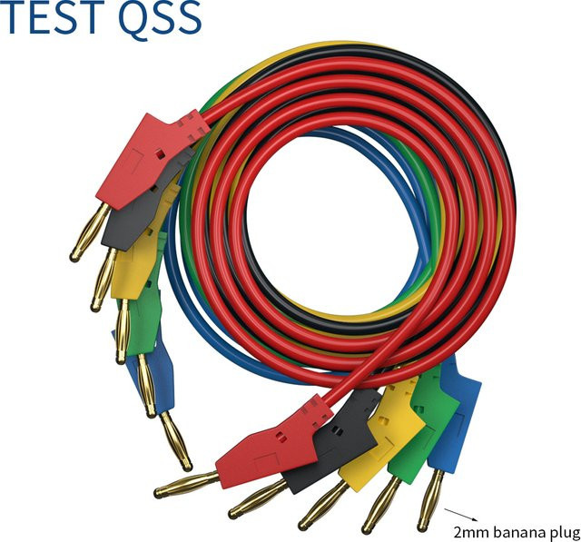 QSS Testleitungen mit 2mm Bananensteckern, 5 Stück, 5 Farben, elektrische Prüfkabel - Bild 1