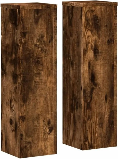 vidaXL Pflanzenständer 2er Set aus Holzwerkstoff in Räuchereiche, B/T/H: 17 x 17 x 60 cm - Bild 1