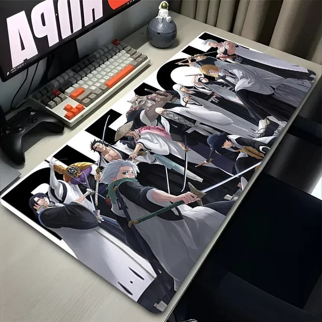 Potdemiel Schreibtischunterlage aus Leder mit Japan Anime Design, Schwarz-Weiß-Multicolor, B: 90 cm, T: 45 cm - Bild 1