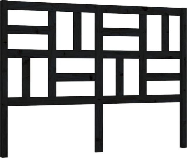 vidaXL Kopfteil aus Kiefer-Massivholz in Schwarz mit Lattendesign, B/T/H: 126 x 4 x 104 cm - Bild 1