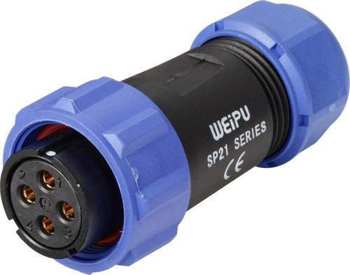 Weipu SP2110 Rundstecker Buchse Serie SP21, 4-polig, gerade, Blau - Bild 1