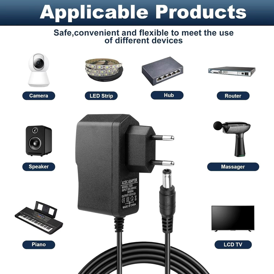 Netzteil AC zu DC Adapter für Beleuchtung und Router, Farbe: Schwarz - Bild 6
