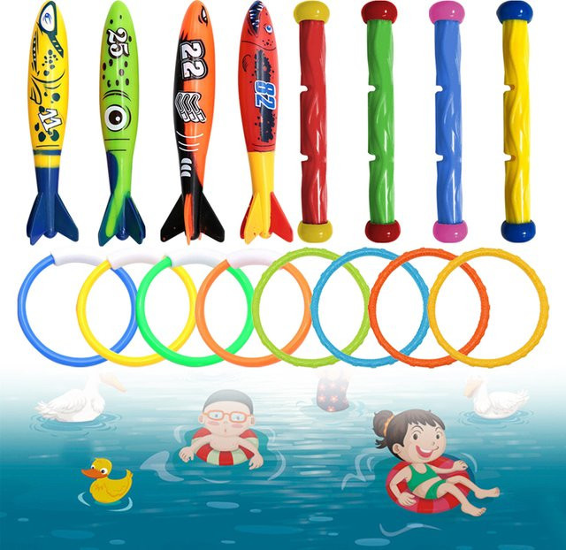 ALLOYSEED Meerestiere Unterwasser Tauchen, Pool Zubehör, 4-teiliges Set, Mehrfarbig - Bild 1
