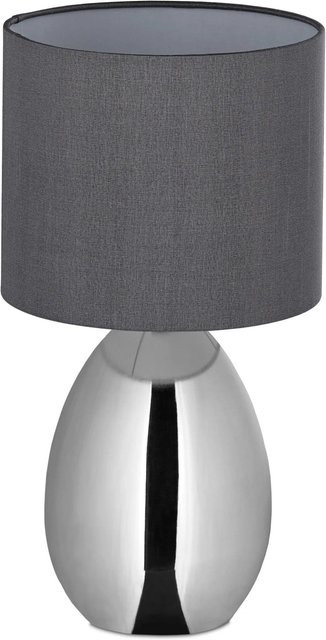 Relaxdays Nachttischlampe aus Eisen in Silbergrau mit Touch-Funktion, Höhe: 34,5 cm, Durchmesser: 18 cm - Bild 1