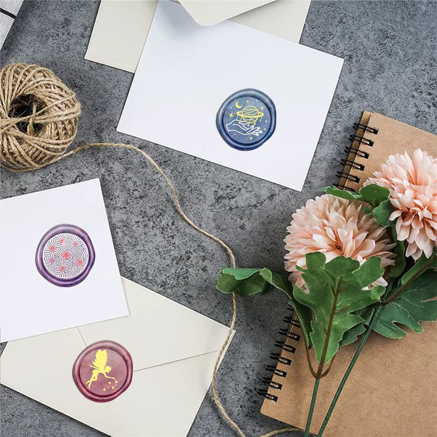 Wachssiegelstempel mit Mond, Hand und Auge Motiv für DIY Dekoration, Hochzeitskarten und Briefumschläge, Durchmesser: 25 mm - Bild 4
