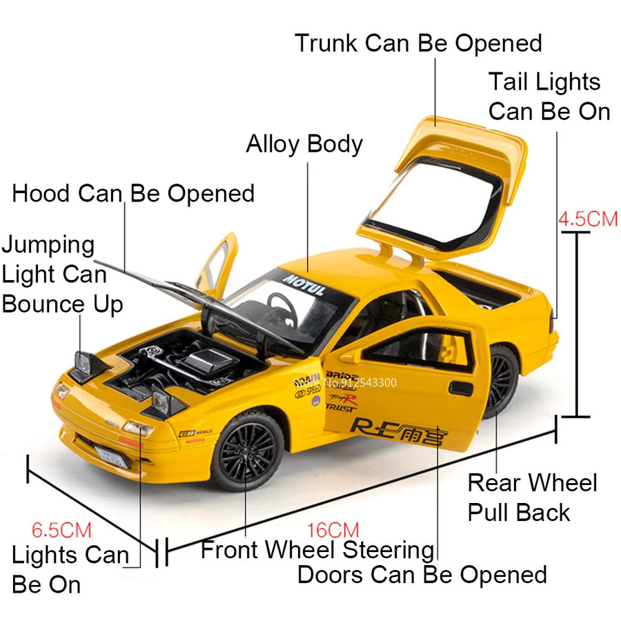 RMZ city RX-7 FD3S Modellauto, 1:32 Maßstab, mit Licht und Sound, Metall - Bild 3