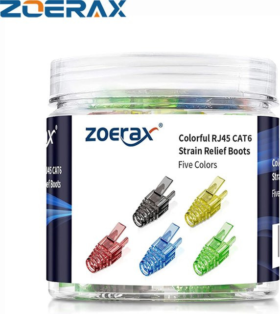 ZoeRax 100 Stück RJ45 Zugentlastungsstiefel für CAT6 und CAT5E Ethernet LAN-Kabel in gemischten Farben - Bild 1