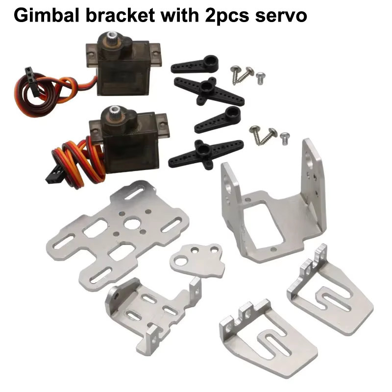YUENHOANG Dual-Achsen Pan Tilt Gimbal Halterung mit 2 Metall Servos und Kamera-Halterung in Silber für FPV Kopf Tracker Systeme (DC4,8-5V) - Bild 2