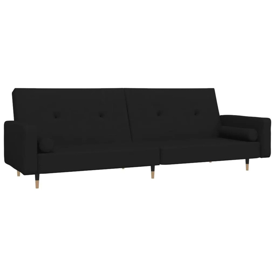 vidaXL Schlafsofa 2-Sitzer Click-Clack mit 2 Kissen, Schwarz, Samt - Bild 2