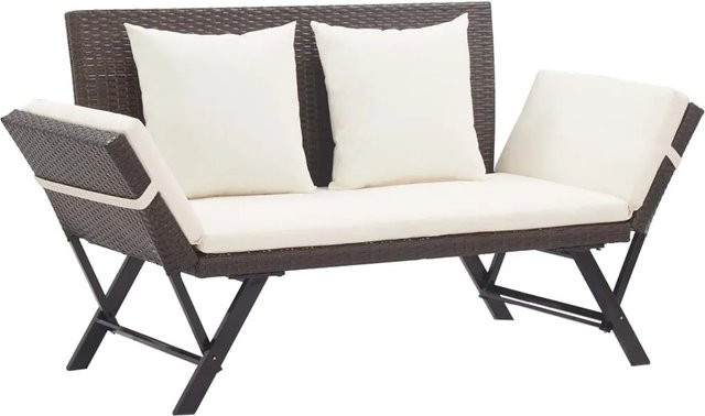 furnicato Gartenbank aus Poly Rattan mit Auflagen in Braun, Breite: 176 cm - Bild 1