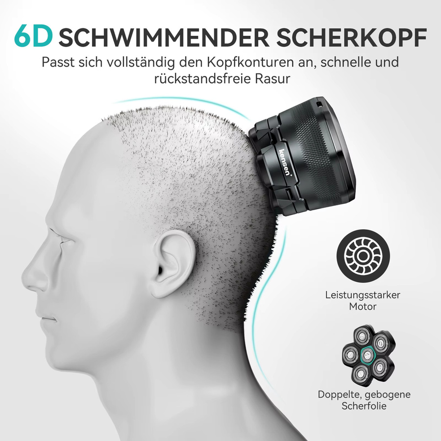 KENSEN Elektrorasierer für Herren, Nass-/Trockenrasierer, Schwarz - Bild 2