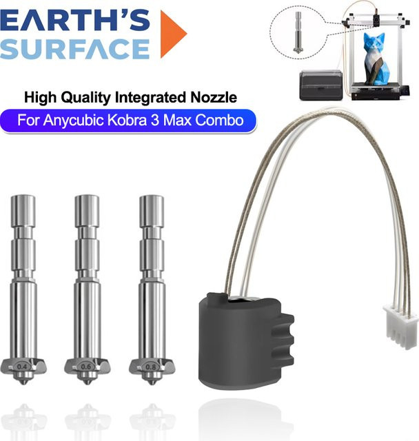 Anycubic Kobra3 Max Combo Hotend Düsen Druckerkopfbaugruppe mit 0,4 mm, 0,6 mm und 0,8 mm Düsen für FDM 3D-Drucker - Bild 1
