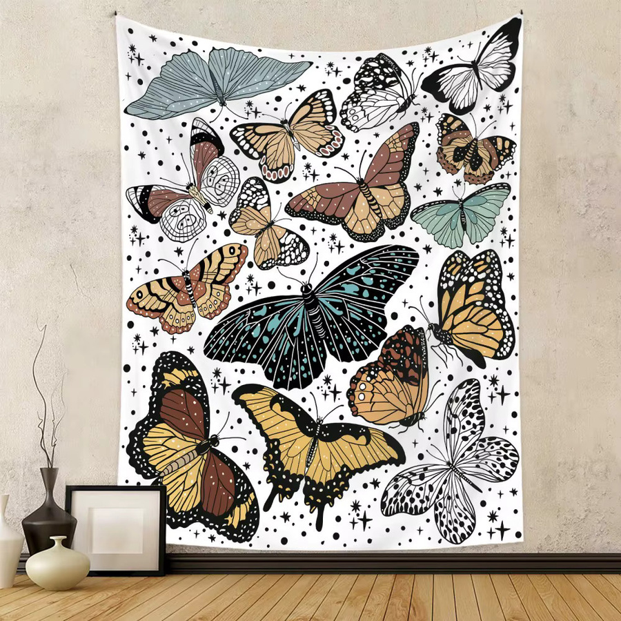 VIKAMA Böhmischer Schmetterlings-Wandteppich in Multicolour als Wandbehang für dein Zuhause, B/H: 73 x 73 cm - Bild 1