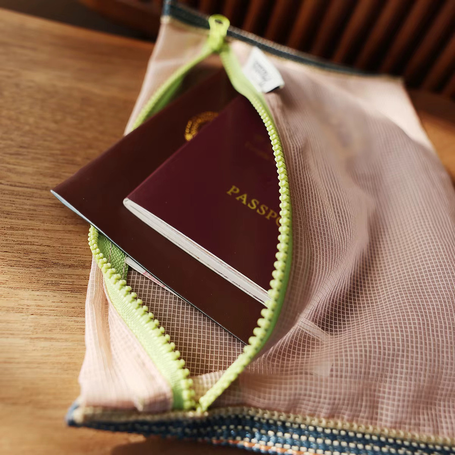 Miucatch Mesh-Nylon-Aufbewahrungstasche in Pink für Ausweise, Reisekarten und Kosmetik - Bild 4