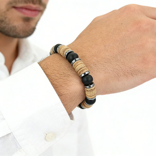 Noter Armband, Holz- und Steinperlen, Schwarz, Herren - Bild 1