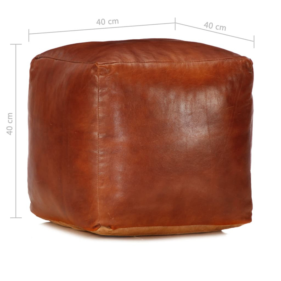 vidaxl Hocker aus echtem Ziegenleder in Braun, B/T/H: 40 x 40 x 40 cm - Bild 2