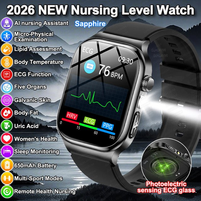TAVYU Smartwatch für Herren in Schwarz mit HD AMOLED-Bildschirm, EKG, SpO2, Blutdruckmessung und Bluetooth-Anruf Funktion - Bild 1