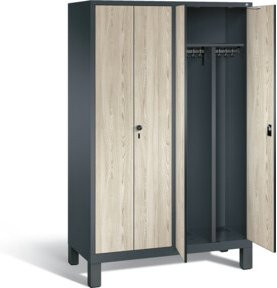 C+P Spind Evolo Schwarz-Weiss mit Front in Sen-Esche und Korpus Anthrazitgrau, H x B x T: 185 x 119 x 50 cm - Bild 1