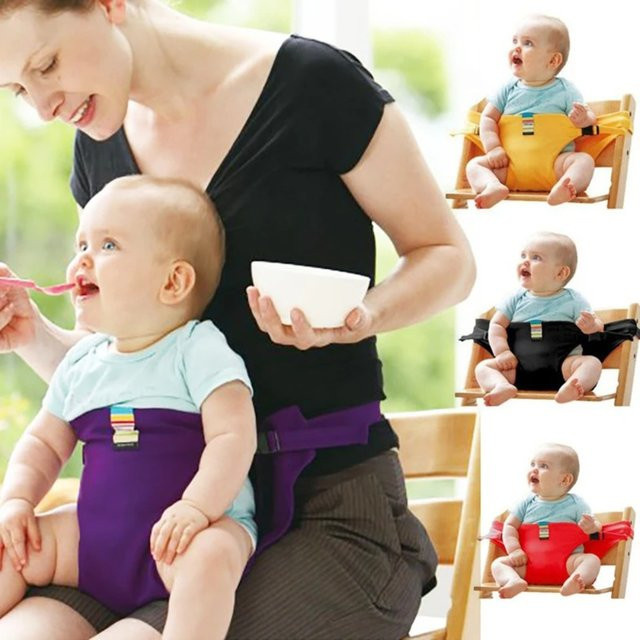 Tragbarer Baby-Esszimmerstuhl mit Sicherheitsgurt und waschbarem Sitzbezug in Rot - Bild 1