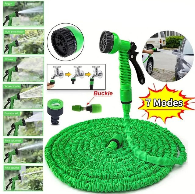 Erweiterbarer magischer Gartenschlauch in Grün mit 7 Sprühmustern und Sprühpistole - Bild 1