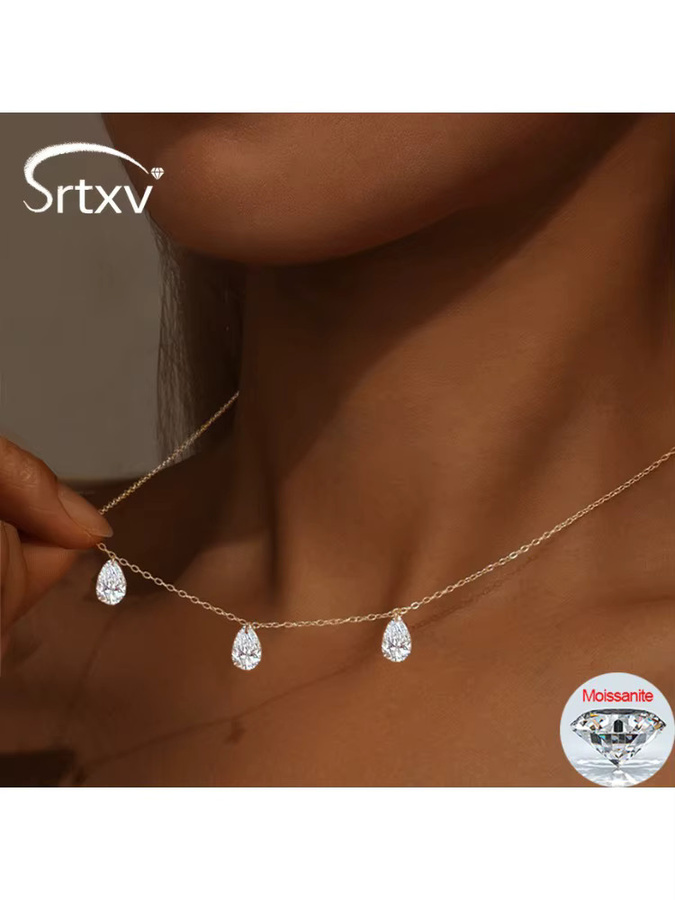 SRTXV Halskette 925 Silber, vergoldet, Moissanit, Damen - Bild 6