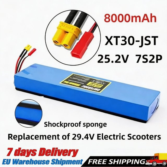 Aleaivy Lithium-Ionen-Akku 8000 mAh 18650 7S2P 25,2 V in Blau für Elektroroller - Bild 1