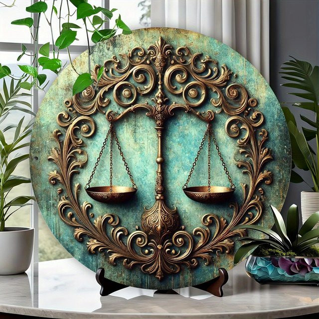 Vintage Metall-Blechschild Justitia-Skala Wanddekoration von CIFBUY, Mehrfarbig, Breite: 20,32 cm, Höhe: 20,32 cm, Tiefe: 0,1 cm - Bild 1