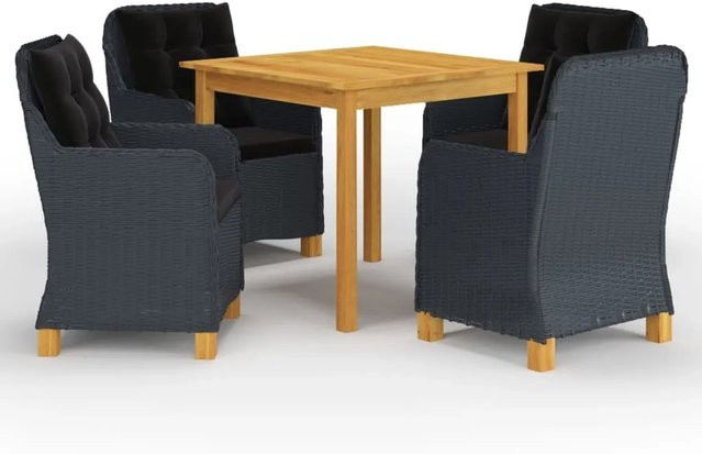 vidaXL 5-tlg Garten-Essgruppe Modell 4 aus Akazien-Massivholz in Dunkelgrau - Bild 1