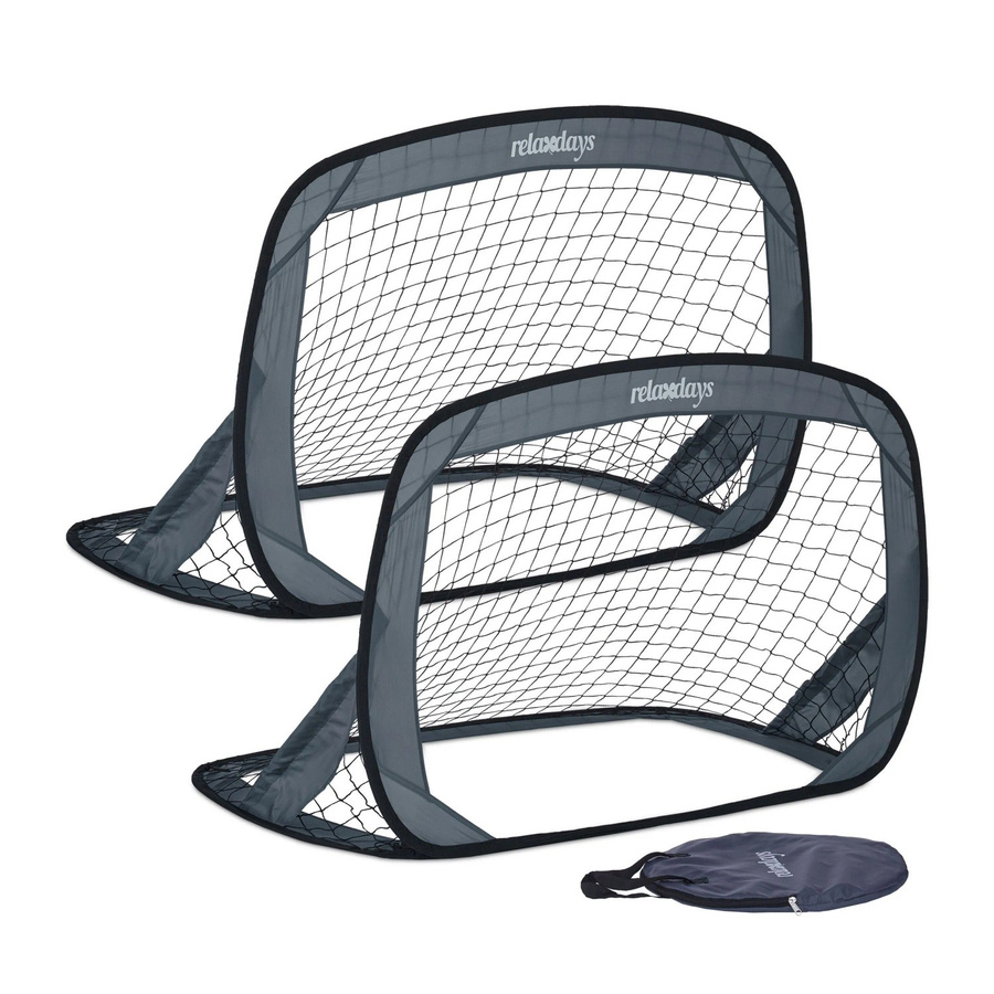 Relaxdays Pop Up Fußballtor aus Polyester und glasfaserverstärktem Kunststoff, Grau, B: 121 cm, H: 78 cm, T: 80 cm - Bild 2