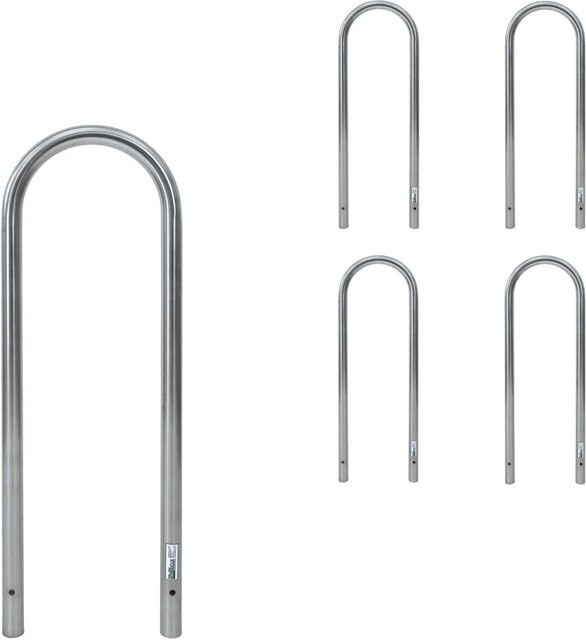 TRUTZHOLM 5er Set Fahrradanlehnbügel Typ U aus Edelstahl in Silber, Höhe: 115 cm, Breite: 41 cm, Durchmesser: 49 mm - Bild 1