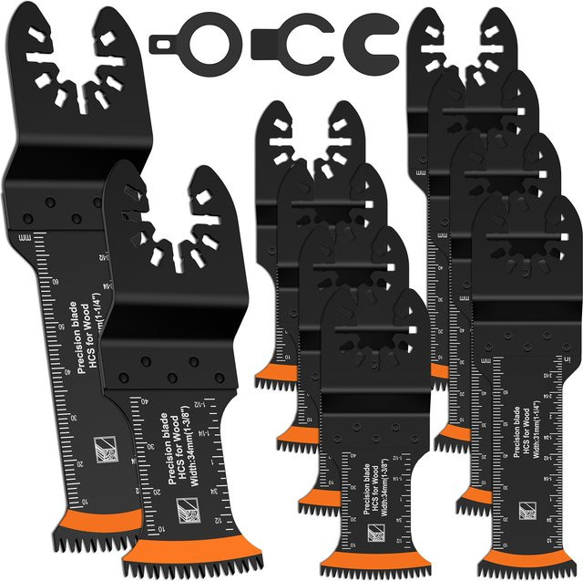 8 bis 10 Stück japanische Multitool-Sägeblätter aus Bi-Metal und High Carbon Stahl mit gebogener Kante für oszillierende Sägen - Bild 1
