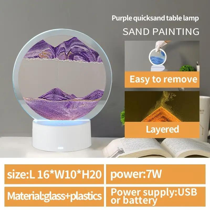 Refreshing Home Bewegliche Sand Kunst Tischlampe mit USB LED und dimmbarer 3D Naturlandschaft - Bild 4